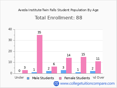 Aveda Institute-Twin Falls 2024 Student Population by Age chart