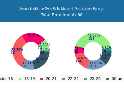 Aveda Institute-Twin Falls 2024 Student Population Age Diversity Pie chart