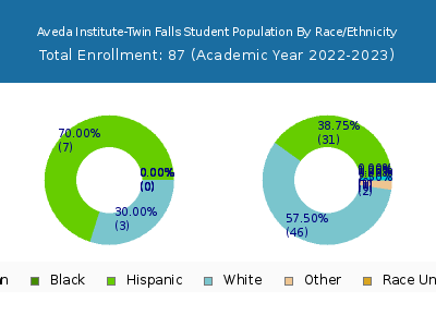 Aveda Institute-Twin Falls 2023 Student Population by Gender and Race chart