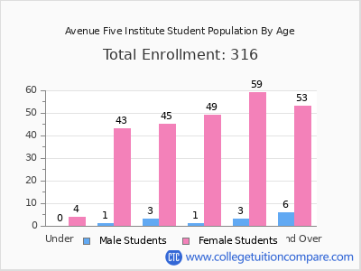 Avenue Five Institute 2024 Student Population by Age chart