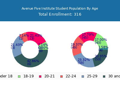 Avenue Five Institute 2024 Student Population Age Diversity Pie chart