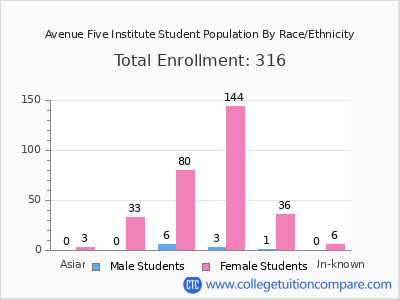 Avenue Five Institute 2025 Student Population by Gender and Race chart