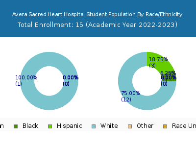 Avera Sacred Heart Hospital 2023 Student Population by Gender and Race chart