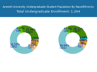 Averett University 2025 Undergraduate Enrollment by Gender and Race chart