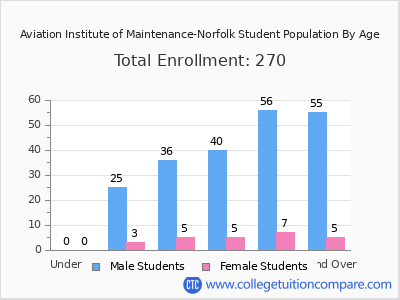Aviation Institute of Maintenance-Norfolk 2024 Student Population by Age chart