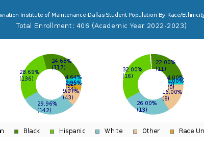Aviation Institute of Maintenance-Dallas 2023 Student Population by Gender and Race chart