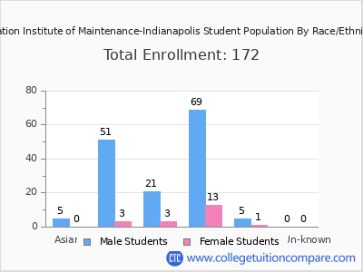 Aviation Institute of Maintenance-Indianapolis 2025 Student Population by Gender and Race chart