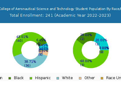 Aviator College of Aeronautical Science and Technology 2023 Student Population by Gender and Race chart