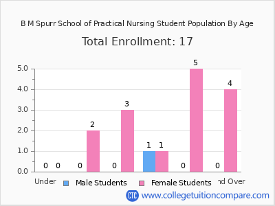 B M Spurr School of Practical Nursing 2024 Student Population by Age chart