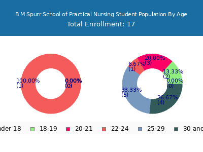 B M Spurr School of Practical Nursing 2024 Student Population Age Diversity Pie chart