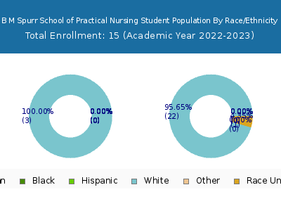 B M Spurr School of Practical Nursing 2023 Student Population by Gender and Race chart