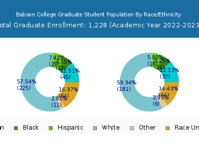 Babson College 2023 Graduate Enrollment by Gender and Race chart