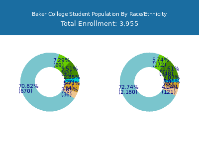 Baker College 2025 Student Population by Gender and Race chart