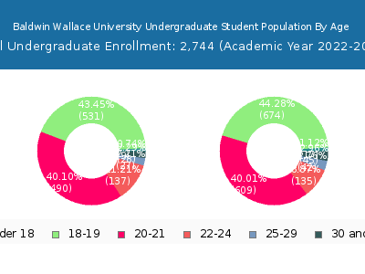 Baldwin Wallace University 2023 Undergraduate Enrollment Age Diversity Pie chart