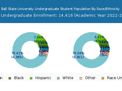 Ball State University 2023 Undergraduate Enrollment by Gender and Race chart