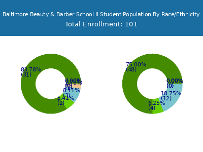 Baltimore Beauty & Barber School II 2025 Student Population by Gender and Race chart