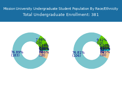 Mission University 2025 Undergraduate Enrollment by Gender and Race chart