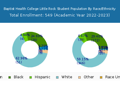 Baptist Health College Little Rock 2023 Student Population by Gender and Race chart