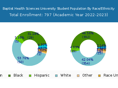 Baptist Health Sciences University 2023 Student Population by Gender and Race chart