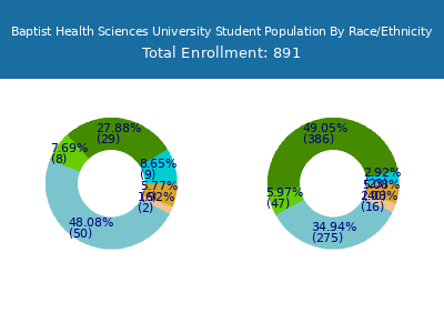 Baptist Health Sciences University 2025 Student Population by Gender and Race chart