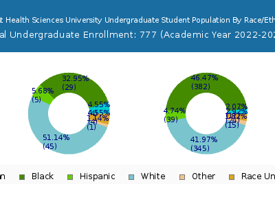 Baptist Health Sciences University 2023 Undergraduate Enrollment by Gender and Race chart
