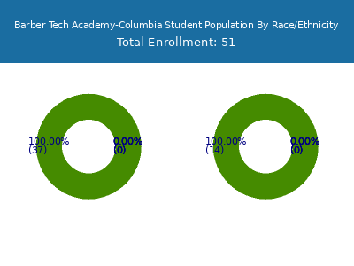 Barber Tech Academy-Columbia 2025 Student Population by Gender and Race chart