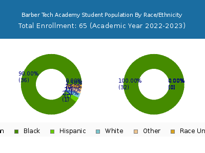 Barber Tech Academy 2023 Student Population by Gender and Race chart