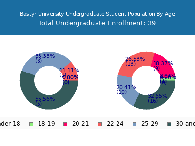Bastyr University 2024 Undergraduate Enrollment Age Diversity Pie chart
