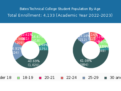 Bates Technical College 2023 Student Population Age Diversity Pie chart