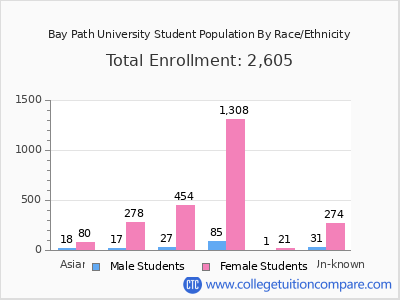 Bay Path University 2025 Student Population by Gender and Race chart