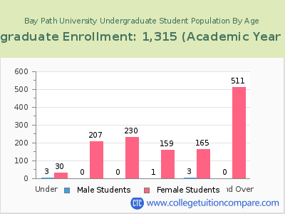 Bay Path University 2023 Undergraduate Enrollment by Age chart