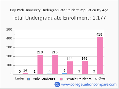 Bay Path University 2025 Undergraduate Enrollment by Age chart