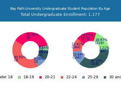 Bay Path University 2025 Undergraduate Enrollment Age Diversity Pie chart