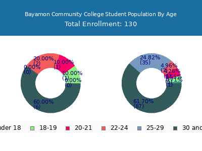 Bayamon Community College 2024 Student Population Age Diversity Pie chart