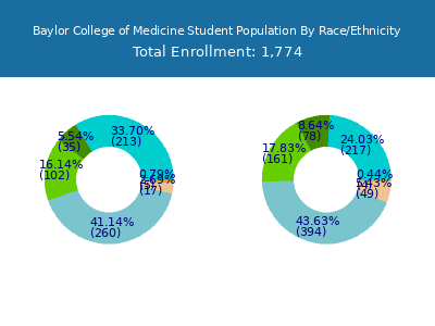 Baylor College of Medicine 2025 Student Population by Gender and Race chart