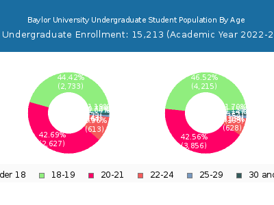 Baylor University 2023 Undergraduate Enrollment Age Diversity Pie chart