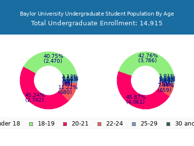 Baylor University 2025 Undergraduate Enrollment Age Diversity Pie chart