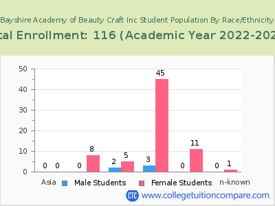 Bayshire Academy of Beauty Craft Inc 2023 Student Population by Gender and Race chart