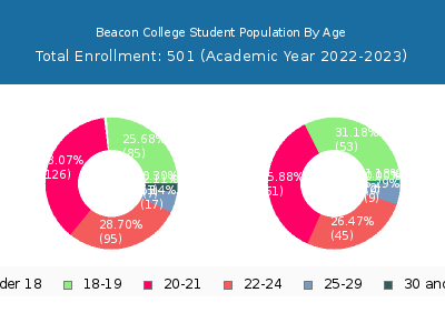 Beacon College 2023 Student Population Age Diversity Pie chart