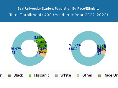 Beal University 2023 Student Population by Gender and Race chart