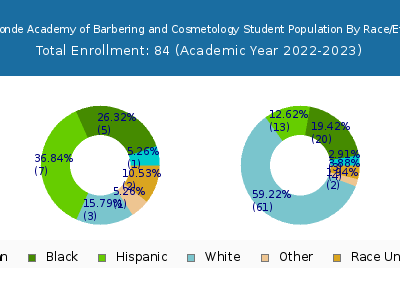 Beau Monde Academy of Barbering and Cosmetology 2023 Student Population by Gender and Race chart