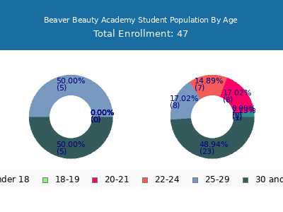 Beaver Beauty Academy 2024 Student Population Age Diversity Pie chart