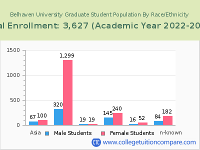 Belhaven University 2023 Graduate Enrollment by Gender and Race chart