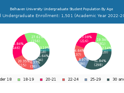 Belhaven University 2023 Undergraduate Enrollment Age Diversity Pie chart