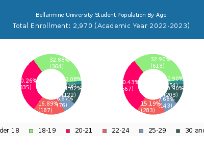 Bellarmine University 2023 Student Population Age Diversity Pie chart