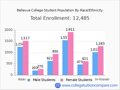 Bellevue College 2025 Student Population by Gender and Race chart