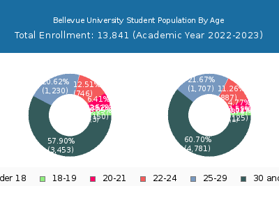 Bellevue University 2023 Student Population Age Diversity Pie chart