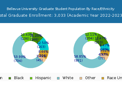 Bellevue University 2023 Graduate Enrollment by Gender and Race chart