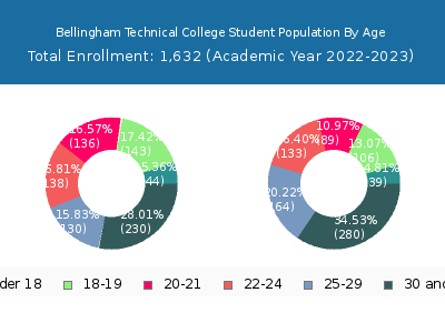 Bellingham Technical College 2023 Student Population Age Diversity Pie chart