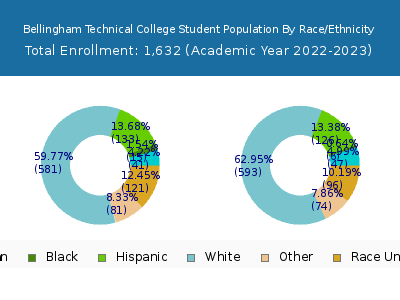 Bellingham Technical College 2023 Student Population by Gender and Race chart
